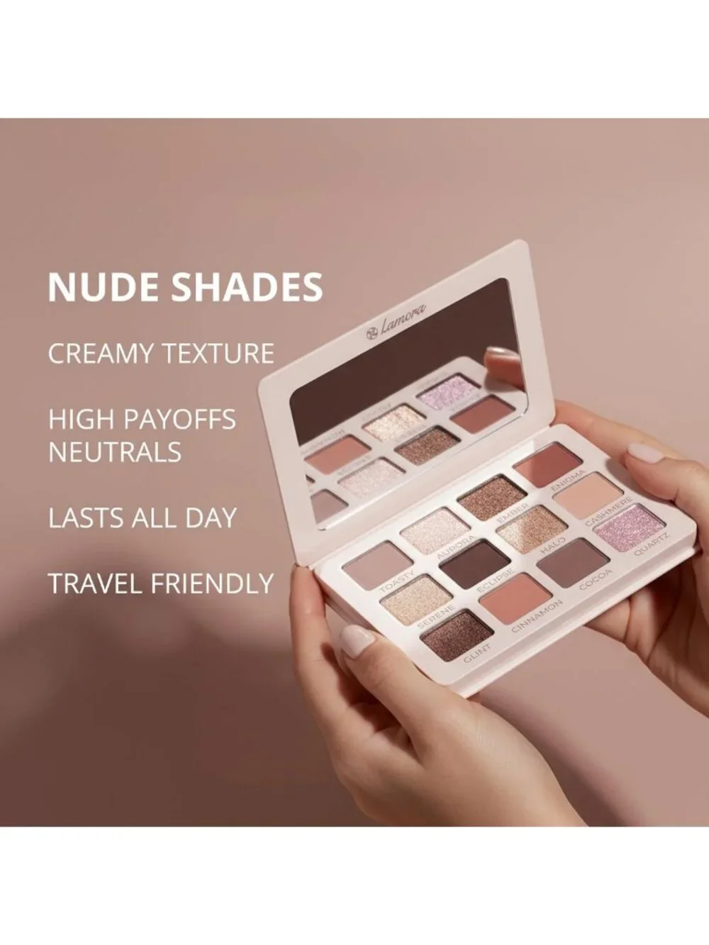 Nude Eyeshadow Palette - 12 Neutral Shimmer & Matte Vegan Shades for All Skin